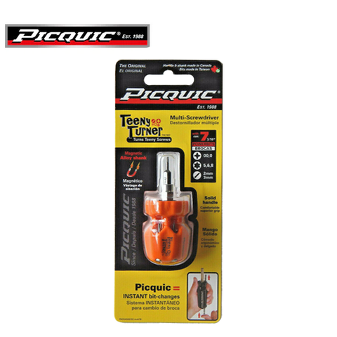 PICQUIC - Teeny Turner - Multi Bit Screwdriver - P 00,0 / T5,6,8 / S 2mm, 3mm (3/16" hex bits) - UHS Hardware PICQUIC - Teeny Turner - Multi Bit Screwdriver - P 00,0 / T5,6,8 / S 2mm, 3mm (3/16" hex bits) - UHS Hardware