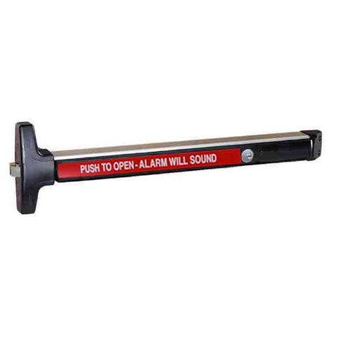 Detex - V40 - Rim Exit Device - Electric Alarm with Battery (EB) - Cylinder Dogging - Surface Strike - Satin Aluminum - 48" - UHS Hardware Detex - V40 - Rim Exit Device - Electric Alarm with Battery (EB) - Cylinder Dogging - Surface Strike - Satin Aluminum - 48" - UHS Hardware