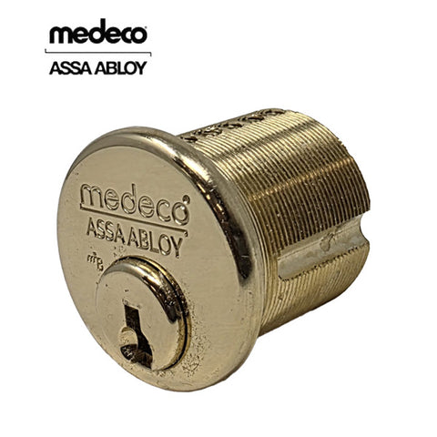 Medeco - 10J0200 - M3 BiLevel - 6-Pin - 1-1/8" Mortise Cylinder - Z01 Standard Yale Cam - DL Keyway Pinned - 05 - Bright Brass - Grade 1