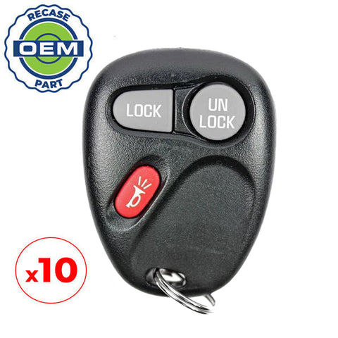 10 x 2001-2004 GM / 3-Button Keyless Entry Remote / PN: 15042968 / KOBLEAR1XT (OEM Recase)