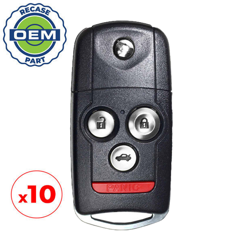10 x 2009-2014 Acura / 4-Button Flip Key / PN: 35113-TK4-A10 / MLBHLIK-1T (OEM Recase)