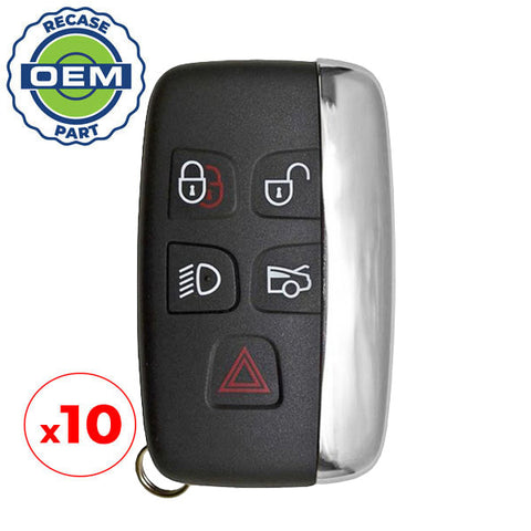 10 x 2011-2020 Jaguar / 5-Button Smart Key / PN: EW93-15K601-BD / KOBJTF10A (OEM Recase)