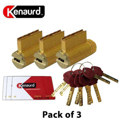 3 x Key Controlled - (Key-In-Knob) KIK Cylinders - 06 Keyway - US3 - Polished Brass (Bundle of 3)