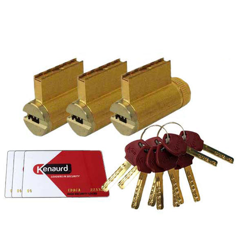 3 x Key Controlled - (Key-In-Knob) KIK Cylinders - 06 Keyway - US3 - Polished Brass (Bundle of 3)