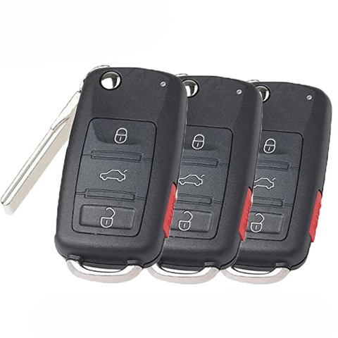 3 x 2012-2018 Volkswagen / 4-Button Flip Key / NBGFS93N / MQB / 314 MHz (Bundle of 3)