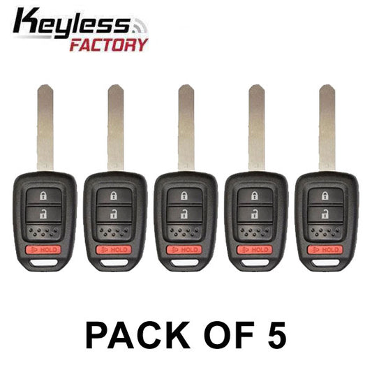 5 x 2013-2019 Honda / 3-Button Remote Head Key / MLBHLIK6-1T (AFTERMARKET) (Pack of 5)