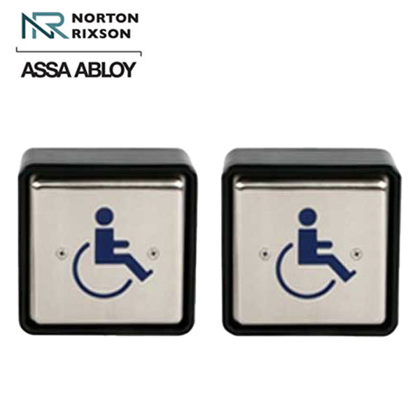 Norton - 5845 - Regenerative Door Operator ADAEZ PRO COMPLETE Kit - Push & Pull Mounting - Square Buttons - Satin Aluminum - Grade 1