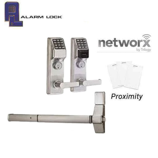 Alarm Lock Trilogy - ETPDN - Schlage Keyway - For Exit Panic Hardware  - Networx - Compatible with Marks M9900 Exit Bar - 26D - Satin Chrome