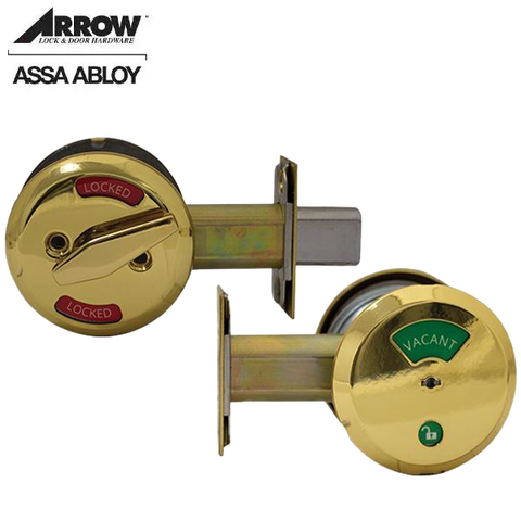Arrow - E50 - Indicator Deadbolt - Inside Thumb Turn - Non-Keyed - Non-Handed - Grade 2 - Bright Brass