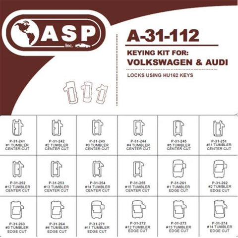 Volkswagen / Audi / HU162 / High Security Keying Kit / A-31-112 (ASP) (Springs Not Included)