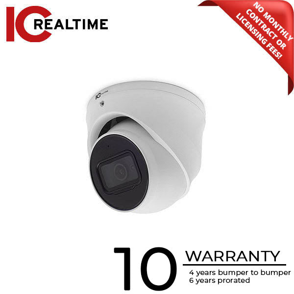 IC Realtime - AVS-4KD8021-IR / 8MP HD-AVS Indoor/Outdoor Mid Size Eyeball Dome Camera / Fixed 2.8mm Lens (110°) / 164 Feet Smart IR / Built-In Mic / 12VDC