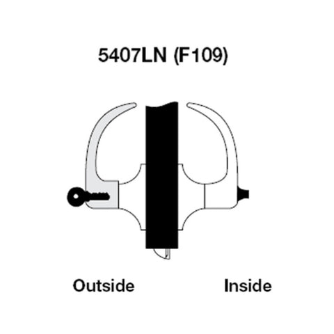 YALE PB5407LN-626 lock on a commercial door, emphasizing its robust construction and non-handed functionality.