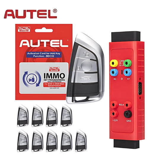 AUTEL-IKEYBRAZ3GB full bundle with software card, G-BOX3, and 3 Button BMW-style smart keys