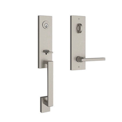 Baldwin Reserve - Santa Cruz Contemporary Square Rose Handleset - Singl Cyl - 150 - Satin Nickel - Grade 2 - RH