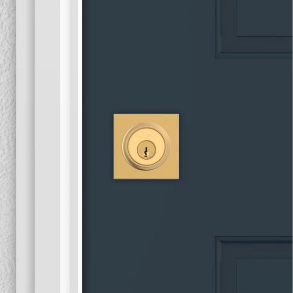 Baldwin SC.CSD.044 Satin Brass Deadbolt Packaging and Components