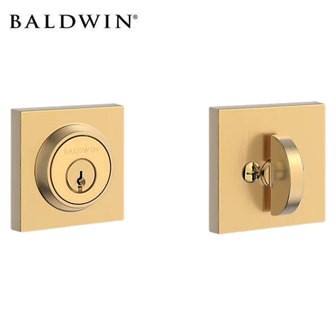 Baldwin SC.CSD.044 Satin Brass Contemporary Single Cylinder Deadbolt - Front View