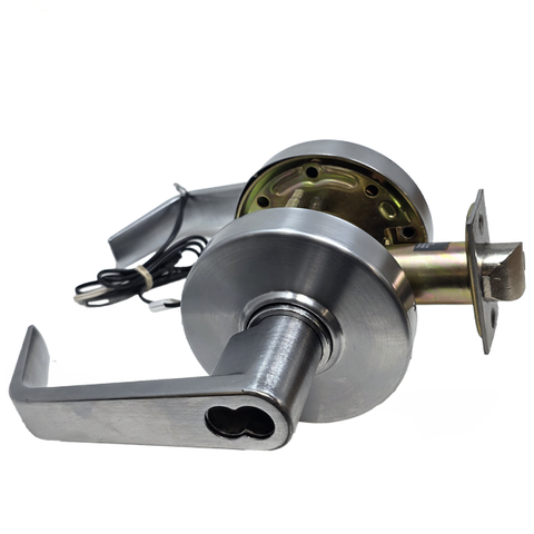 Command Access - Electrified Cylindrical Clutch Lever Set - Fail Safe - Storeroom - L6 Lever - 12/24V - Satin Chrome - Grade 1