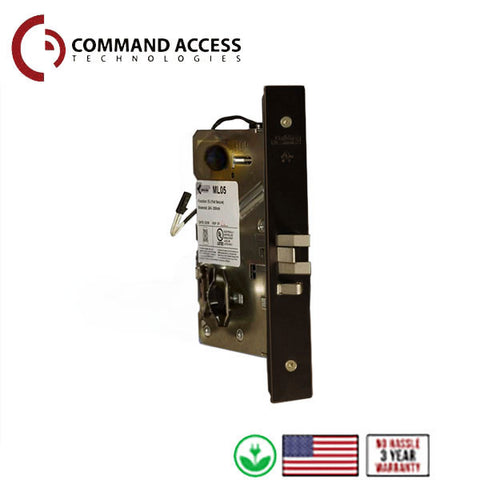 Command Access - ML05 - Electrified Mortise Lever Set - Fail Secure - Storeroom - 12VDC - Oil Rubbed Bronze - Grade 1