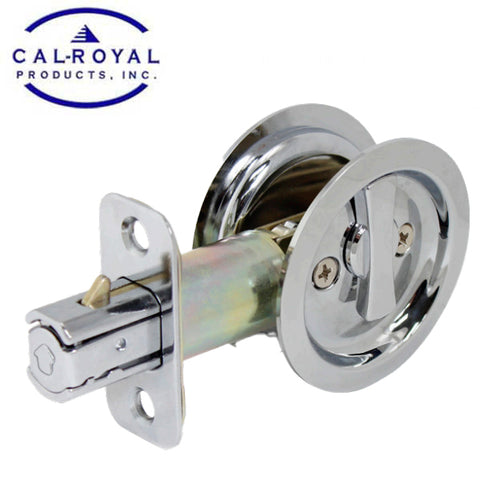 Cal-Royal - 20SDLR - Privacy Sliding Door Lock - 2 3/4" Backset - 1 3/4" Door Thickness - Satin Chrome
