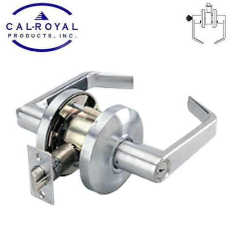 Cal-Royal - CSL05 - Cylindrical Leverset - Satin Chrome - Storeroom - Schlage C Keyway - Fire Rated - ASA Strike - Grade 2 - Satin Chrome US26D