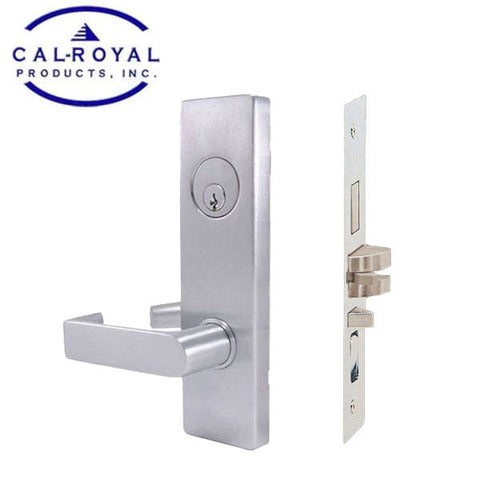 Cal-Royal - NM8453 - NM Series Mortise Lock - Heavy Duty - Entrance - Right Handing - SS Escutcheon - 2 3/4" Backset - Satin Chrome - Fired Rated - Grade 1