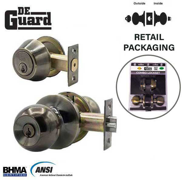 Premium Combo Lockset - Antique Bronze - Entrance - Retail Packaging - SC1 - Grade 3