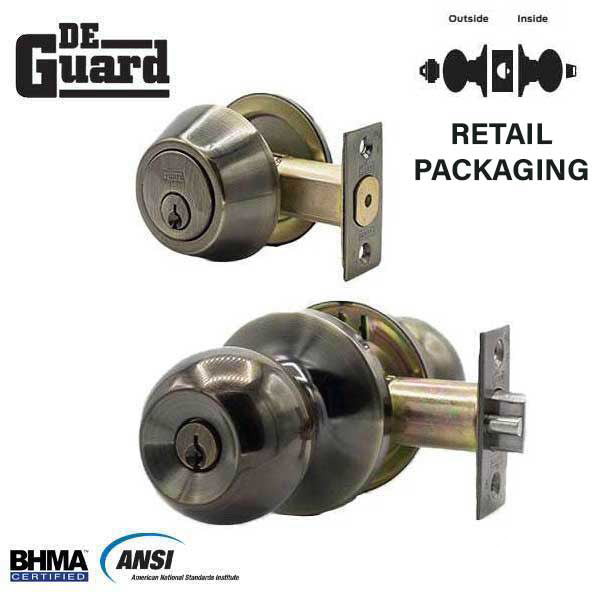 Premium Combo Lockset - Antique Bronze - Entrance - Retail Packaging - SC1 - Grade 3