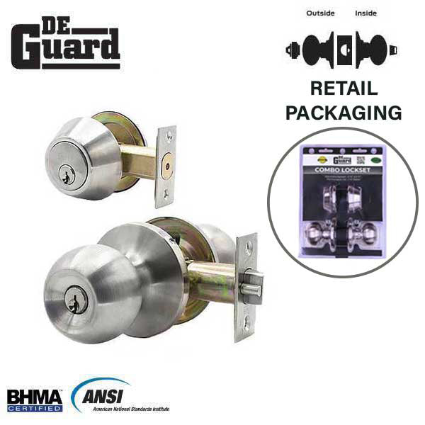 Premium Combo Lockset - Knob & Deadbolt - Entrance - Stainless