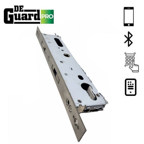 DeGuard Pro - Premium Electronic Keyless Entry Smart Narrow Stile Lever Set - S1B - Sliding Doors - Bluetooth / Fingerprint / RFID / Wi-Fi - IP66 - Silver