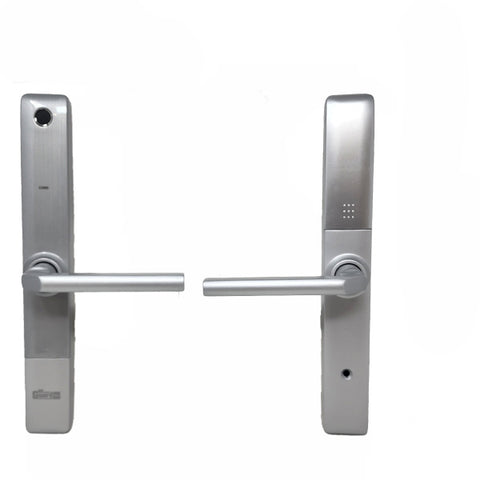DeGuard Pro - Premium Electronic Keyless Entry Smart Narrow Stile Lever Set - S1B - Sliding Doors - Bluetooth / Fingerprint / RFID / Wi-Fi - IP66 - Silver