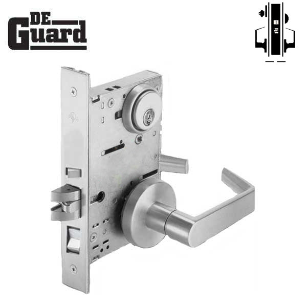 Extra Heavy Duty Mortise Door Lock - Office Entry (No Deadbolt) - Keyed Cylinder - Satin Chrome - Grade 1
