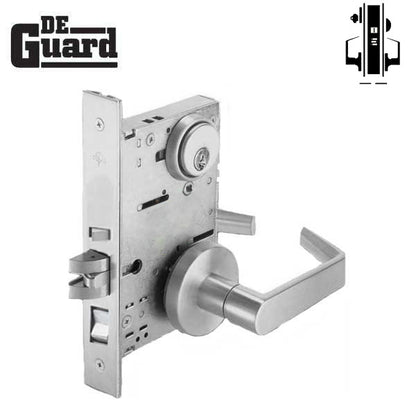 Extra Heavy Duty Mortise Door Lock - Office Entry (No Deadbolt) - Keyed Cylinder - Satin Chrome - Grade 1