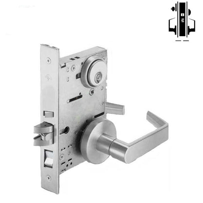 Extra Heavy Duty Mortise Door Lock - Office Entry (No Deadbolt) - Keyed Cylinder - Satin Chrome - Grade 1