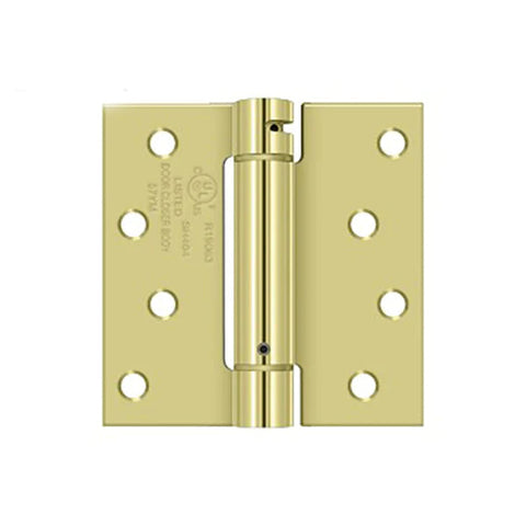 Deltana - 4" x 4" Spring Hinge - UL Listed - Bright Brass