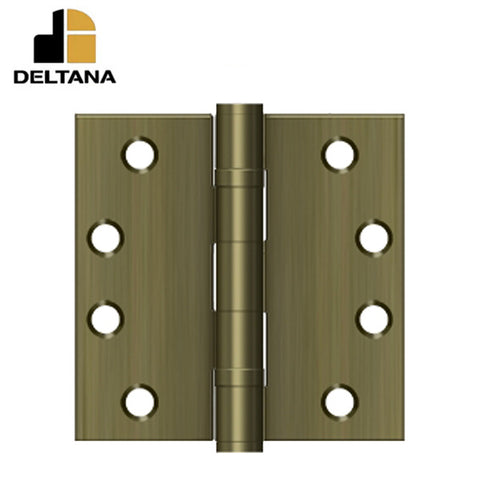 Deltana - 4" x 4" Square Hinge - Heavy Duty - Ball Bearing - Antique Brass