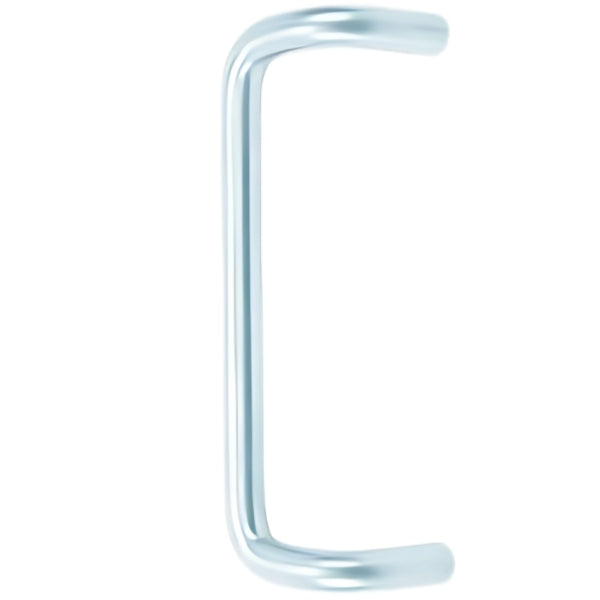 Don-Jo 1160-628 Offset Door Pull installed on a metal door, highlighting its 90-degree offset and satin aluminum finish for a modern, professional look.