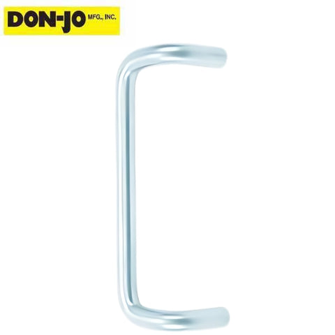 Close-up view of Don-Jo 1160-628 Offset Door Pull in Satin Aluminum with 9-inch center-to-center length, showcasing its sleek and durable design for wood and metal doors.