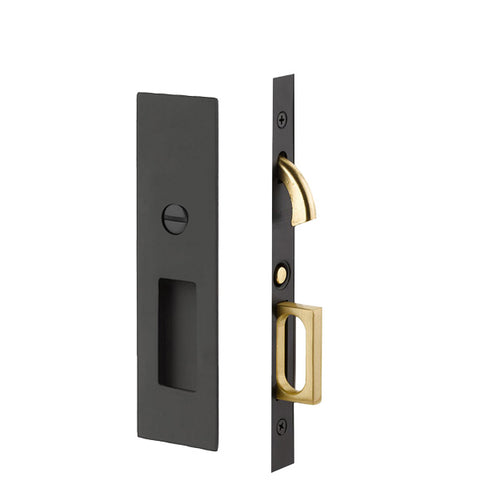 EMTEK - 2155 - Narrow Modern Rectangular Pocket Door Mortise Lock - US19 - Matte Black