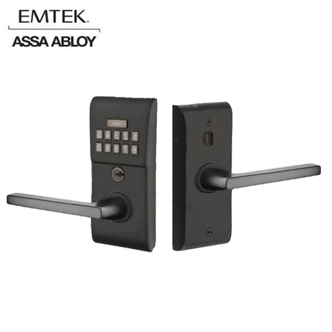 EMTEK - E2020 - Electronic Keypad Leverset - Helios Lever -Optional Handing - Up to 20 User Codes - Flat Black