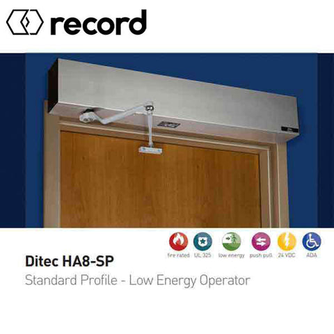 Record - HA8-SP - Standard Profile Swing Door Operator - Left PUSH- Right PUSH - Clear Coat - 75" For Double Doors