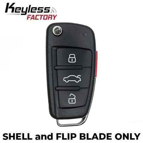 2006-2010 Audi / 4-button Flip Key SHELL for NBG009272T (AFTERMARKET)