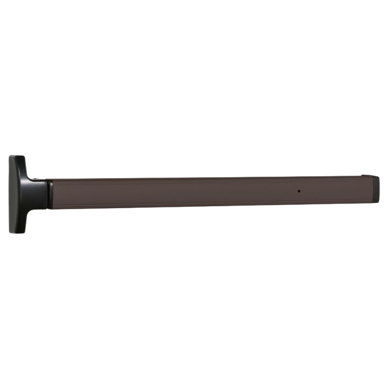 Close-up of Falcon 1692NL pushpad with black powder-coated end caps.