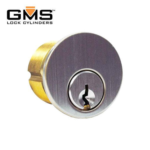 GMS - M100-SC - Mortise Cylinder - 1" - 5-Pin - Drilled 6 - Schlage C Keyway - US26D - Satin Chrome