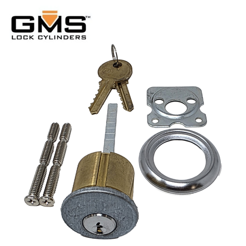 GMS Rim Cylinder - 1-1/8" - 5 Pin -  US26D - Satin Chrome