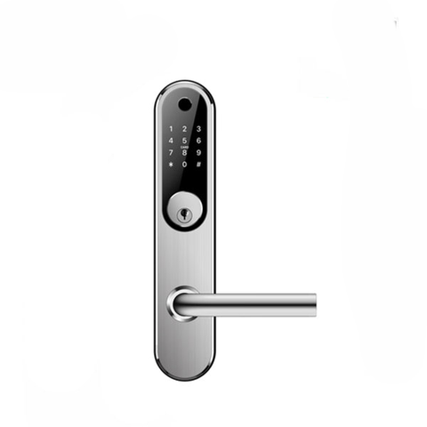 Wifi Fingerprint Key Fob Smart Door Lock Handle Black