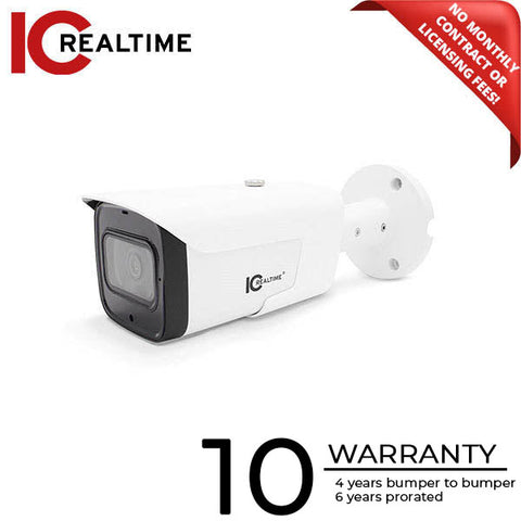 IC Realtime - IPFX-B80V-IRW1 / 8MP IP Indoor/Outdoor Mid Size Bullet Camera / Varifocal 2.7-13.5mm Motorized Lens (113A° - 31A°) / 197 Ft Smart IR