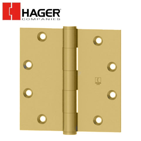 Hager - BB1191 - Full Mortise - Ball Bearing - Standard Weight - 4.5" x 4.5" - Satin Brass - Removable Pin Function
