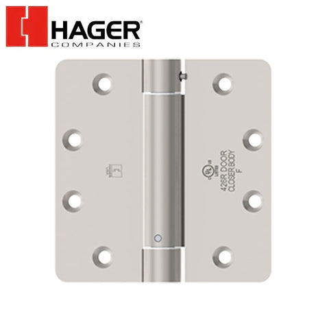 Hager - 1251 - Full Mortise - Spring Hinge - Standard Weight - 1/4" Radius - 4.5" x 4.5" - Satin Chrome