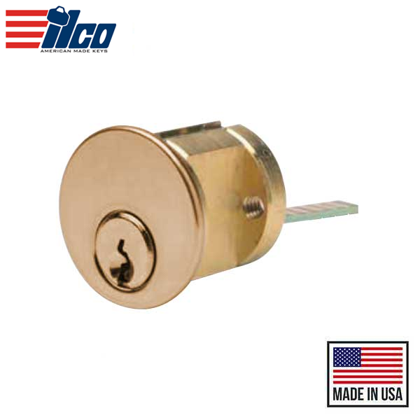 Ilco - 7075 - RIM Cylinder - 5 Pin - 1 1/8" - Schlage E - KA2 - 03 - Bright Brass - Grade 1
