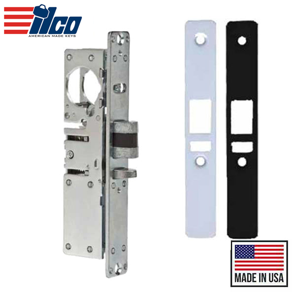 Ilco - 451 Deadlatch Mortise Lock Body - 31/32" Backset - LH - Flat Faceplates - Clear/Dark Bronze Faceplates